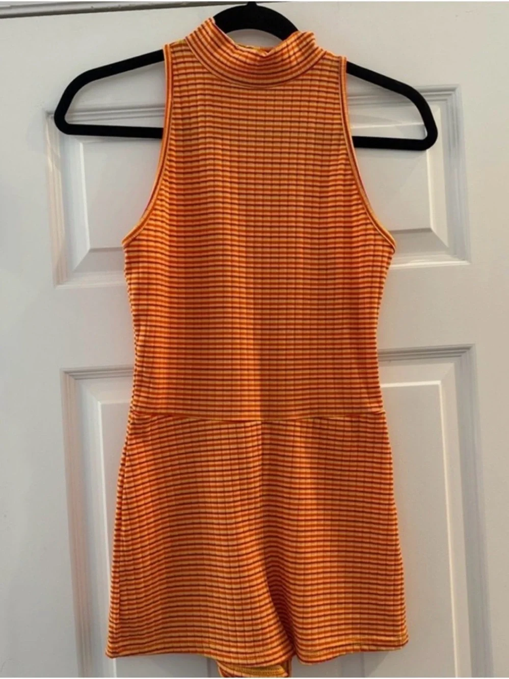Nasty Gal Romping Around Retro Striped Romper Orange Yellow Pink. Size 4 - Picture 2 of 4